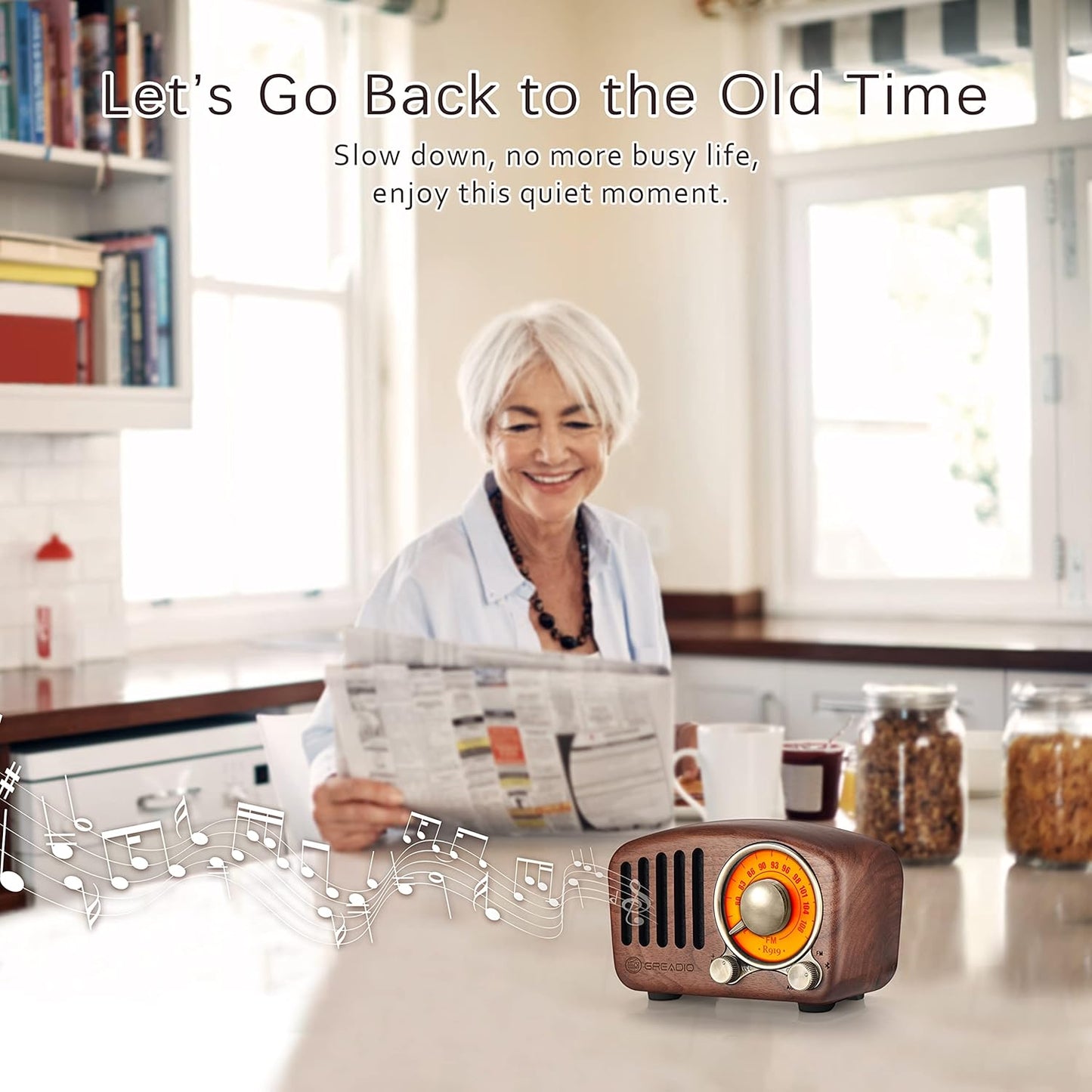 Vintage Walnut Wood Bluetooth Speaker Radio - Retro Style, Bass Enhancement, Loud Volume, Bluetooth 5.0, MP3 & FM Radio