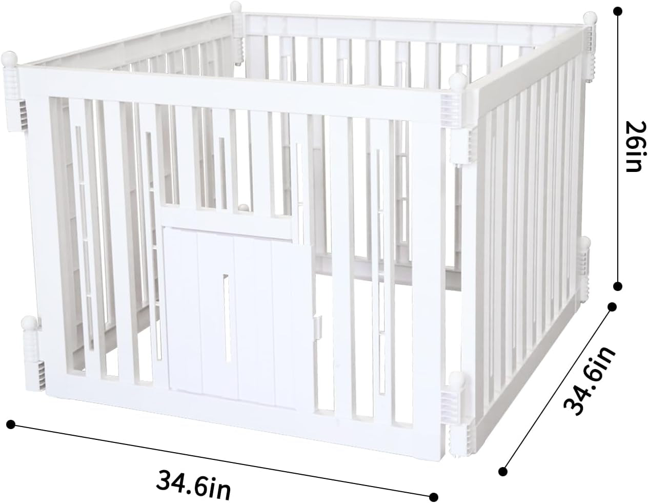 Foldable Plastic Dog Playpen, 4 Panels Pet Fence with Doors for Small Cats and Dogs, Portable Pet Barrier for Indoor and Outdoor, Easy to Assemble (White with Door)