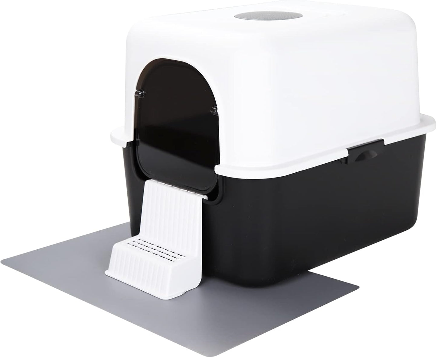 Cat Litter Box with Lid, Increased Entrance Height, Top Entry Enclosed Litter Box with Door, Easy to Install, Suitable for Cats up to 7.5Lbs (Black with Handle,Small)