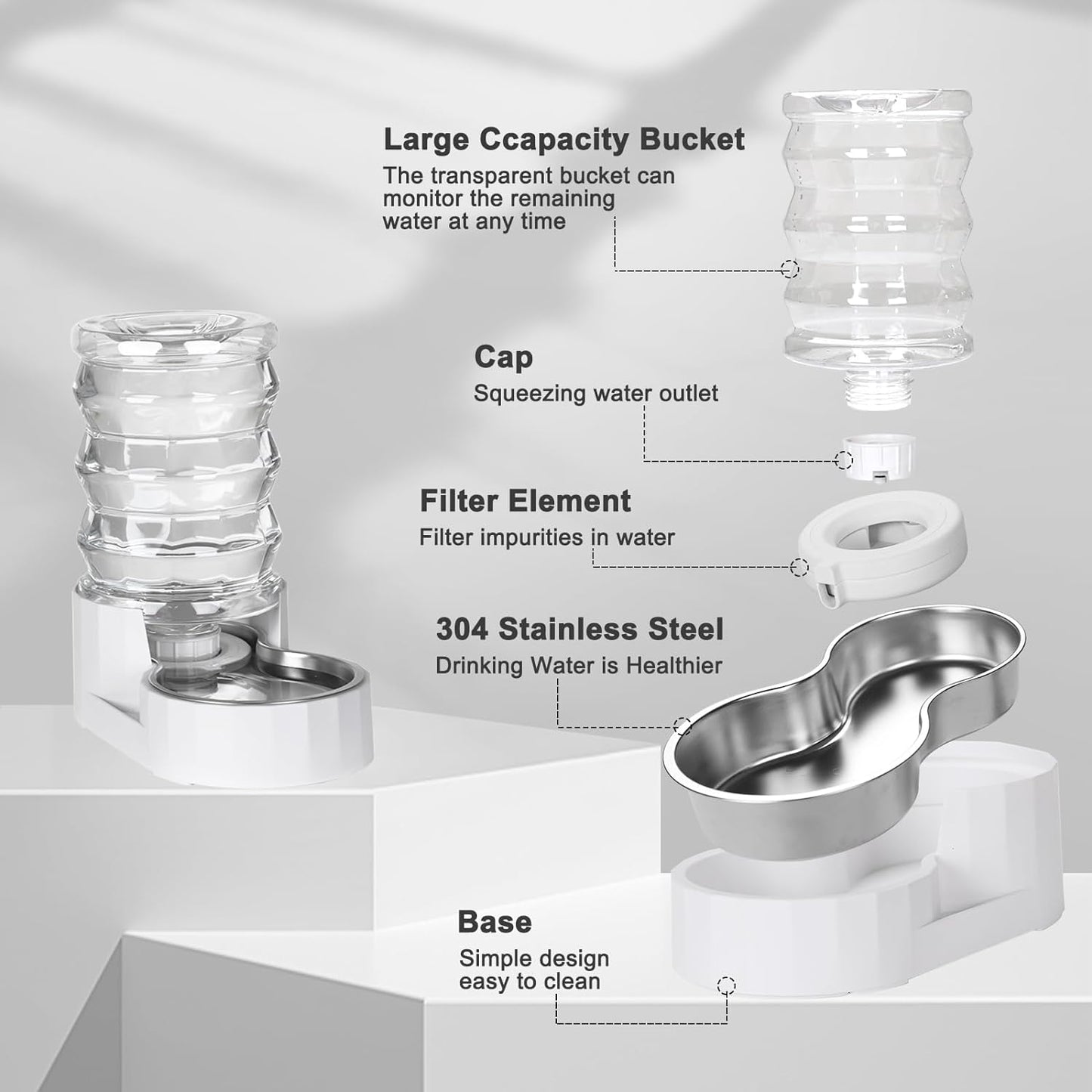 Pet Water Bowl Dispenser: 4L Automatic Stainless Steel Gravity Feeder - Large Capacity Ideal for Cats and Small Dogs - Indoor and Outdoor Hydration