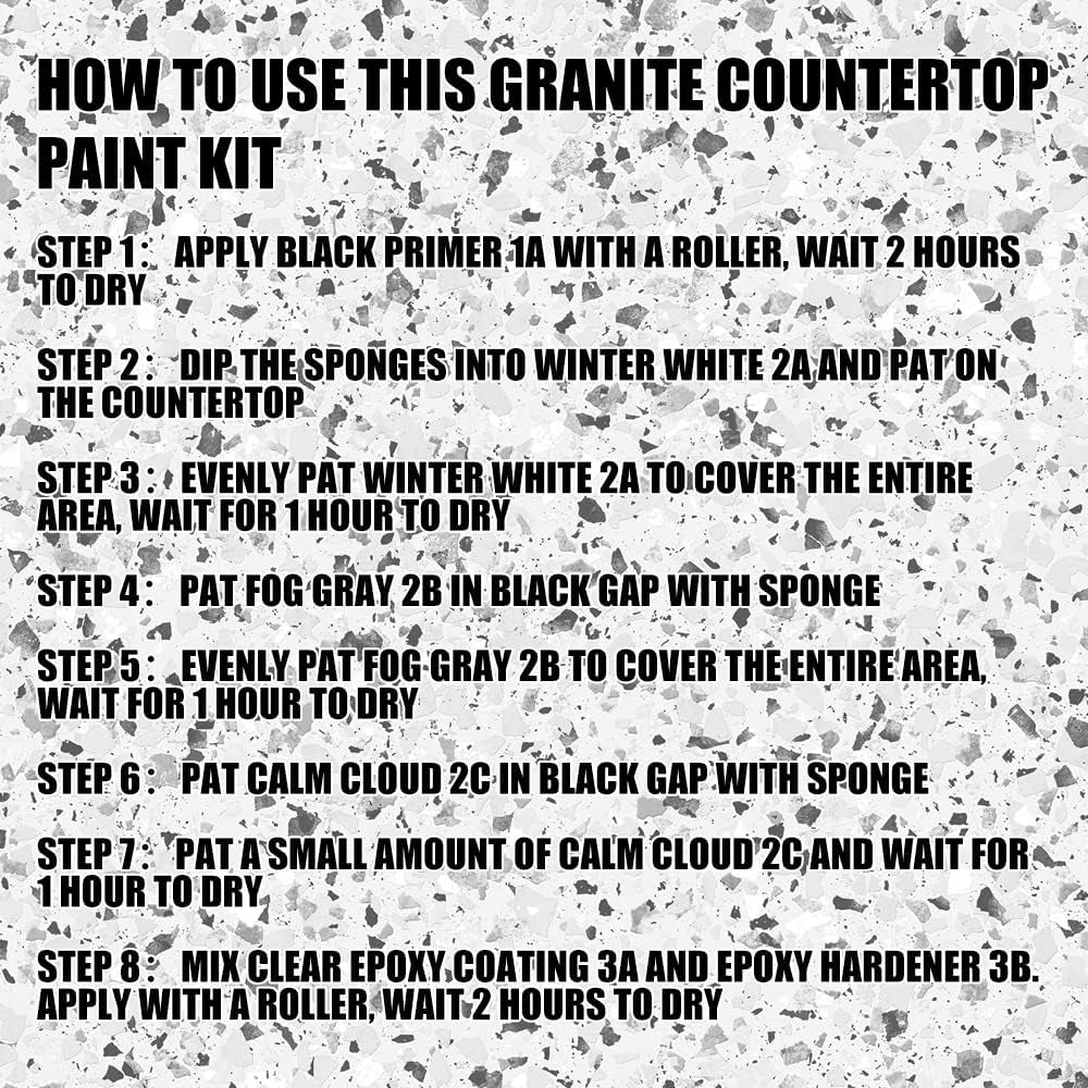 Granite Countertop Paint Kit. Epoxy Counter Top Refinishing Kit for Kitchen Bathroom. 25X Thick Bright Gloss Countertop Coating. (Pearl White)