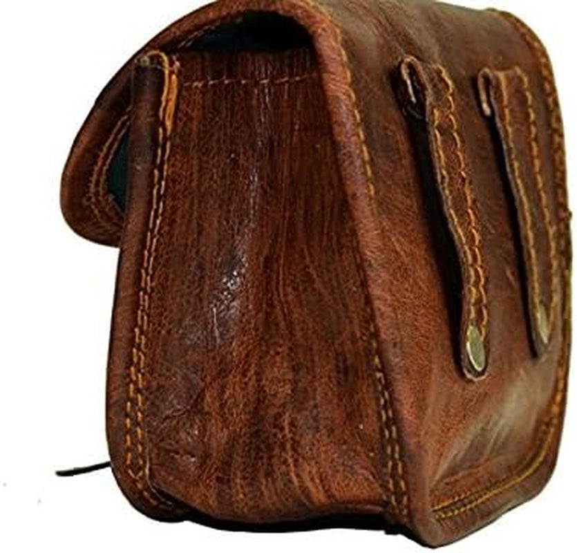 Leather Bum Bag Belt Pouch Purse Vintage Leisure Weekend Practical Party Festival Handmade Brown Small Unisex Messenger Bag for Workout Running Travelling Men Women
