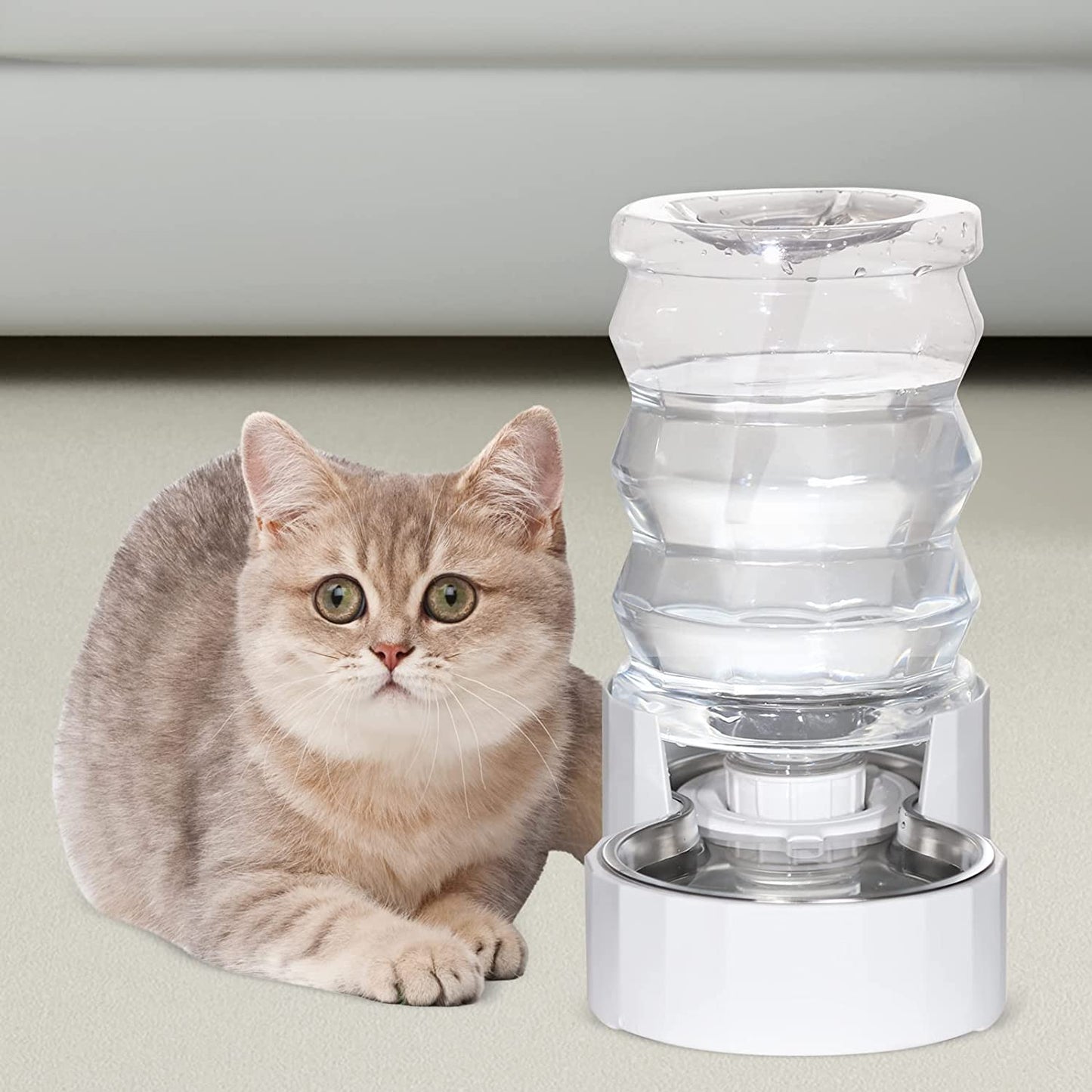 Pet Water Bowl Dispenser: 4L Automatic Stainless Steel Gravity Feeder - Large Capacity Ideal for Cats and Small Dogs - Indoor and Outdoor Hydration