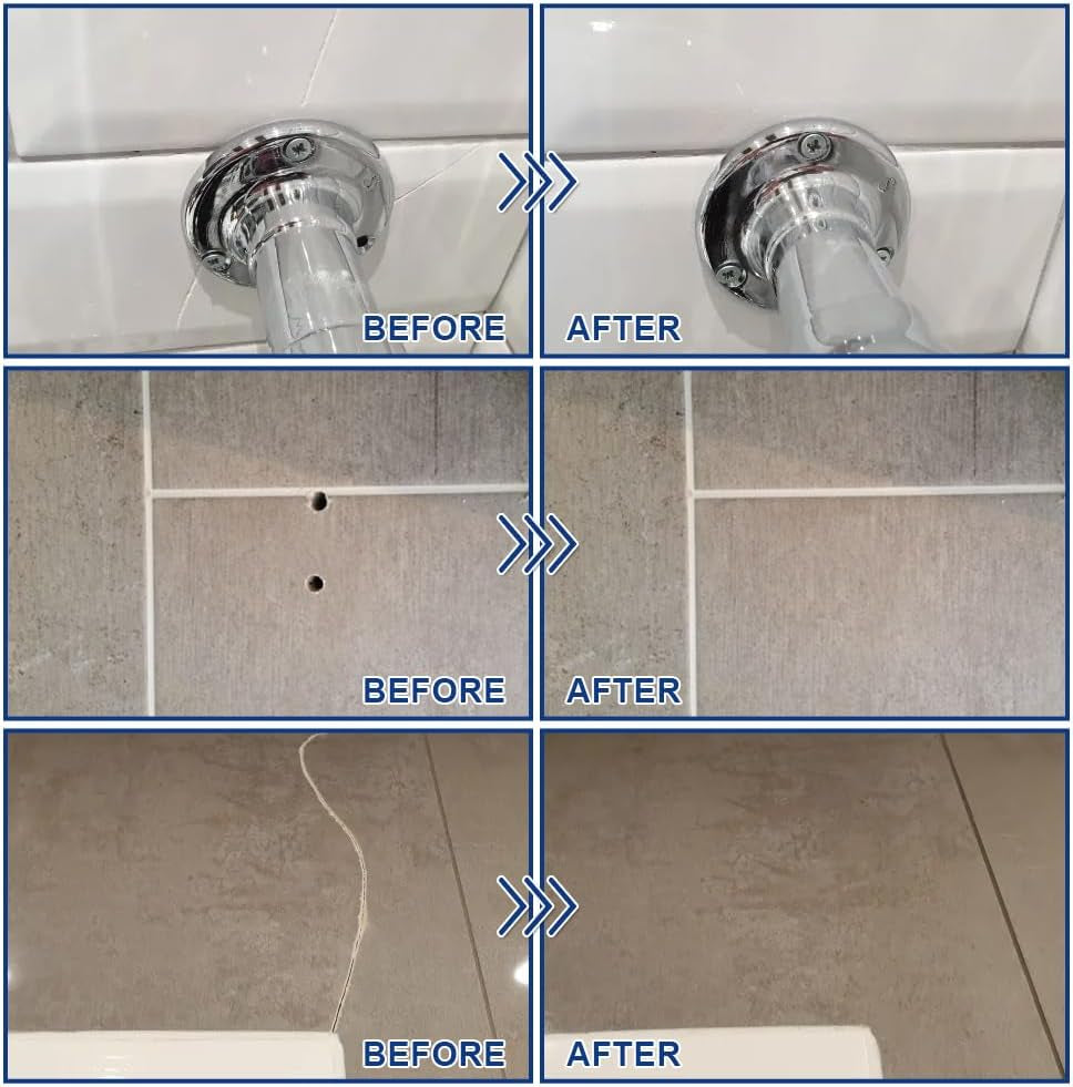 Porcelain Repair Kit, Tile Repair Kit(Burgundy) - Ceramic Tile Repair Filler to Fix Tile Chips and Cracks. Super Adhesion. for Ceramic, Porcelain, Acrylic, Fiberglass, Enamel.