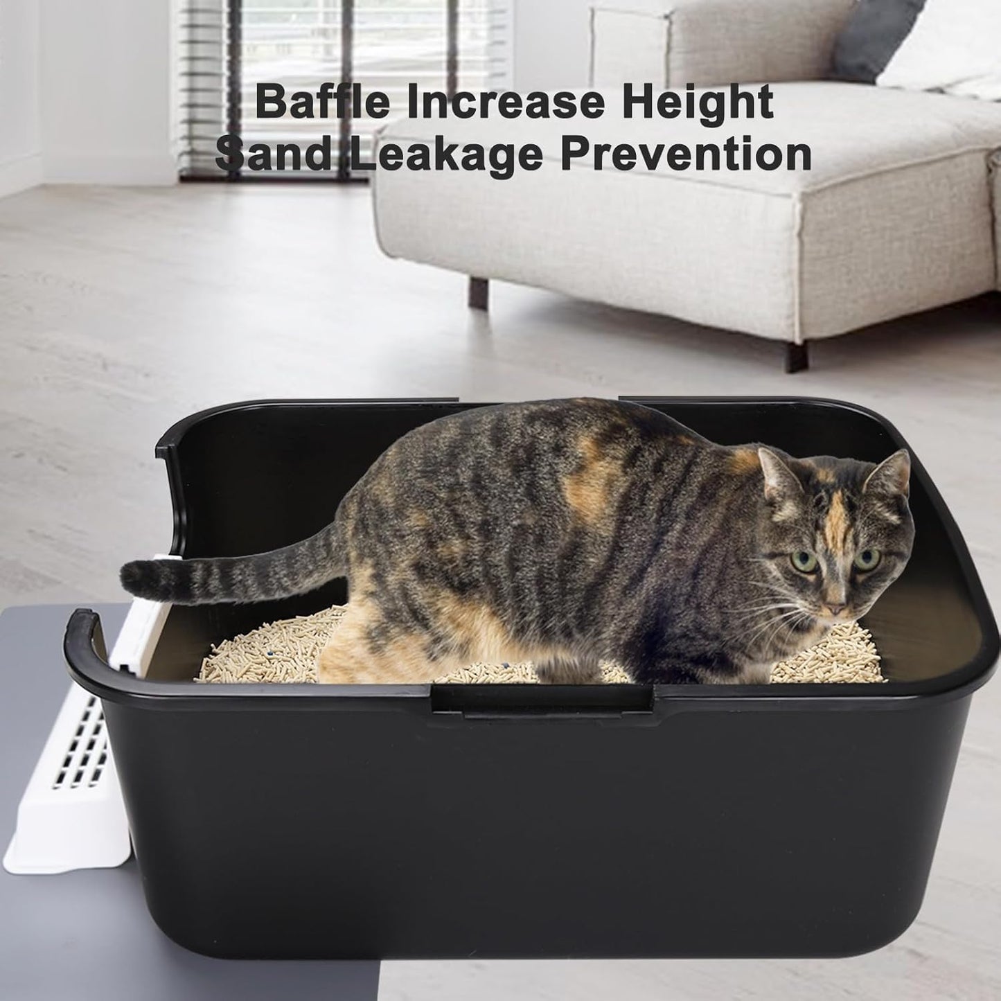 Cat Litter Box with Lid, Increased Entrance Height, Top Entry Enclosed Litter Box with Door, Easy to Install, Suitable for Cats up to 7.5Lbs (Black with Handle,Small)