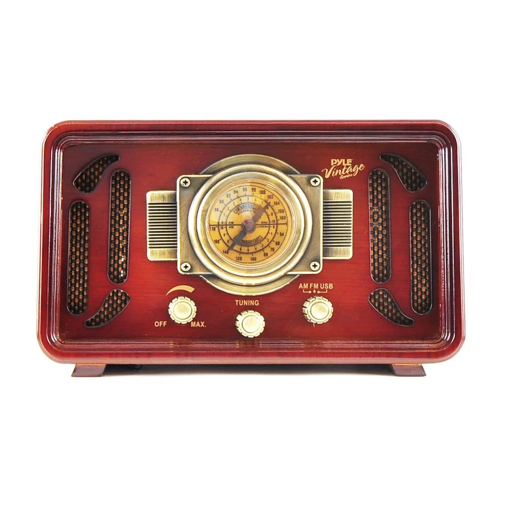 Retro Wireless Bluetooth Radio Speaker - Classic Vintage Style Audio Sound Receiver System W/Built-In Stereo Speakers, USB, SD Card Slot, AUX, RCA, MP3, AM/FM Tuner - PUNP34BT