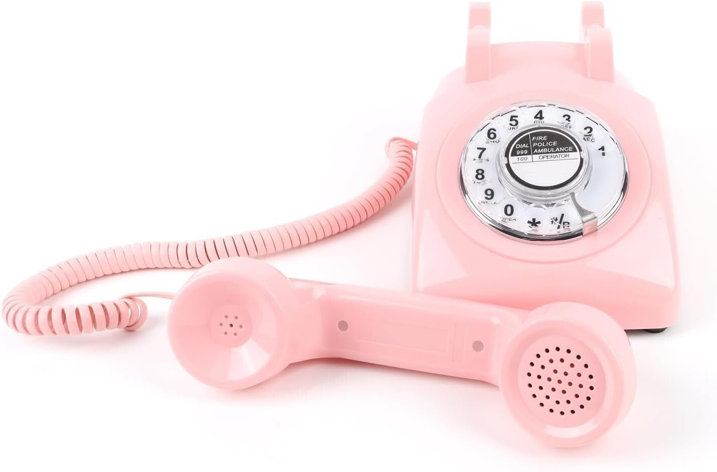 Rotary Dial Telephone 1960 Style Pink Retro Old Fashioned Vintage Phone Working.