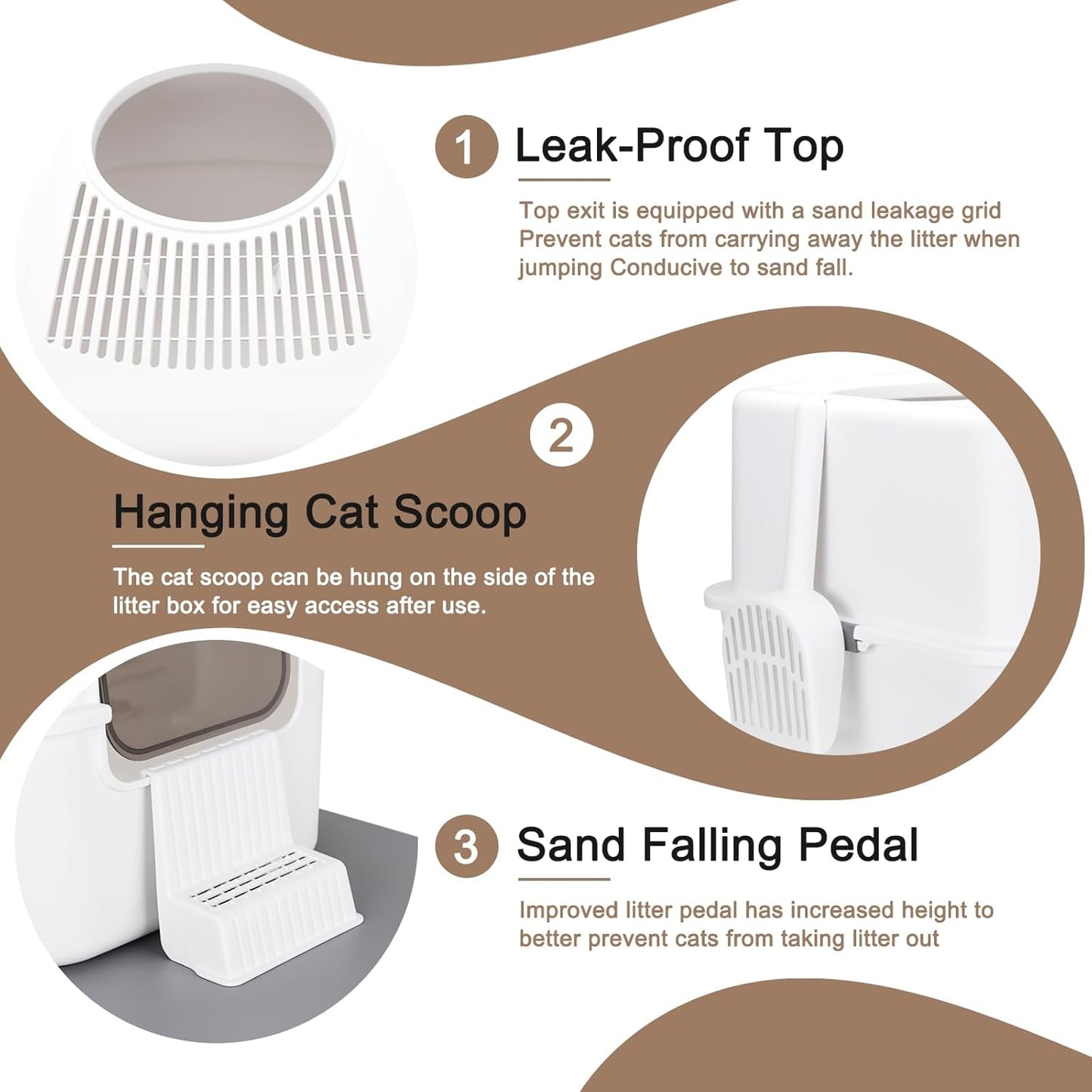 Cat Litter Box with Lid, Increased Entrance Height, Top Entry Enclosed Litter Box with Door, Easy to Install, Suitable for Cats up to 7.5 Lbs (White,Small)