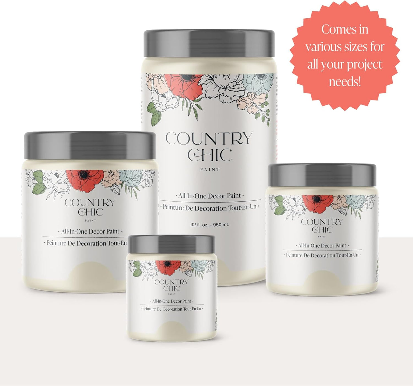 Country Chic All-In-One Chalk Paint for Furniture, Cabinets, Home Decor, Eco-Friendly, Matte Finish, Built-In Primer & Top Coat for Wood, Metal - Liquorice (Black) - Quart 32 Oz (950 Ml)