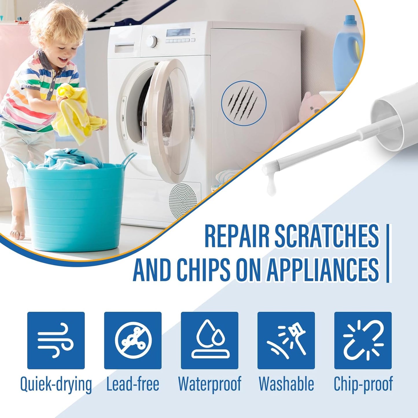 Specialty Appliance Touch up Paint White, Appliance Paint, 1 Ounce, White - High Gloss Touch up Paint Pen for Refrigerators, Washers, Dishwashers, Microwave Oven and Other Appliance