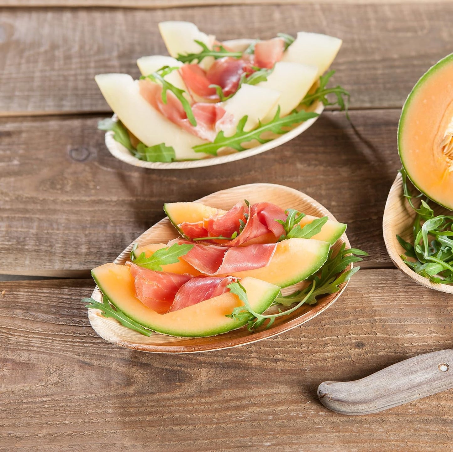 Small Palm Leaf Plates - 6.5 Inch Oval - Tiny Bamboo Like, Eco Friendly, Disposable, Compostable and Biodegradable Plates for Weddings, Parties and Events