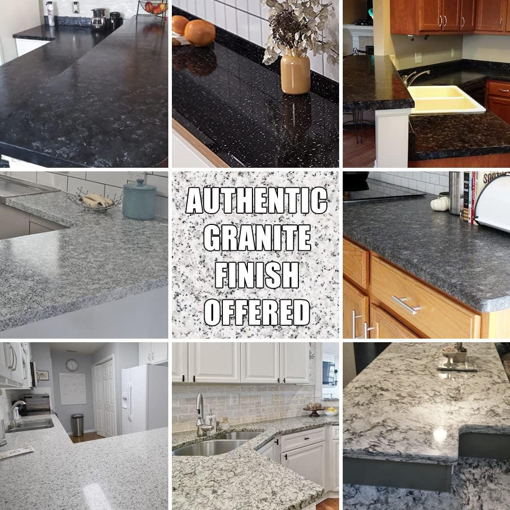Granite Countertop Paint Kit. Epoxy Counter Top Refinishing Kit for Kitchen Bathroom. 25X Thick Bright Gloss Countertop Coating. (Pearl White)