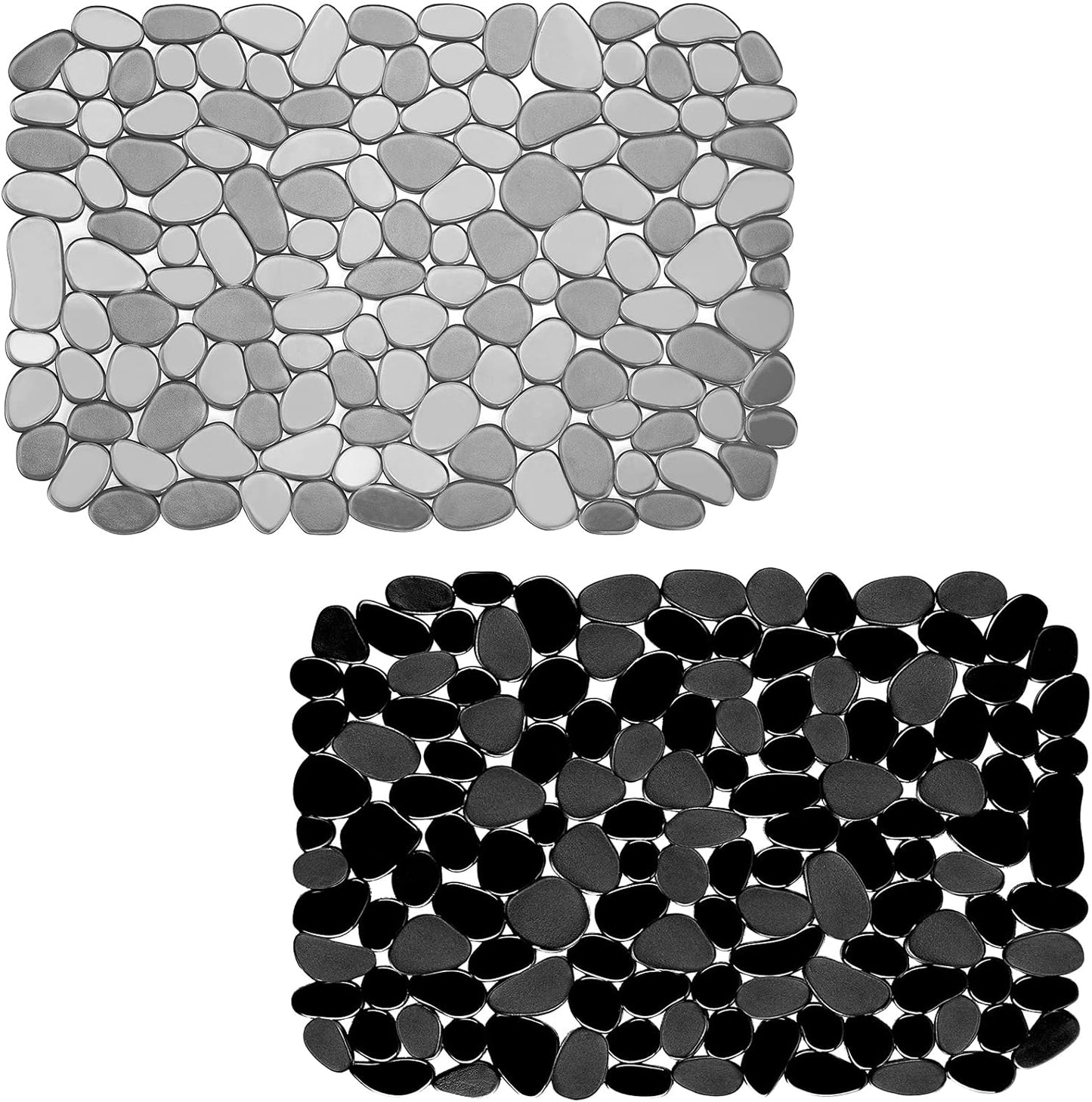 Kitchen Sink Mat Pebble Protect Mat PVC Eco-Friendly Adjustable Stainless Steel/ Porcelain Dish Drying Pad Protector for Bottom of Kitchen Sink, 15.8 X 11.8 Inches (2 Pack, Black and Gray)
