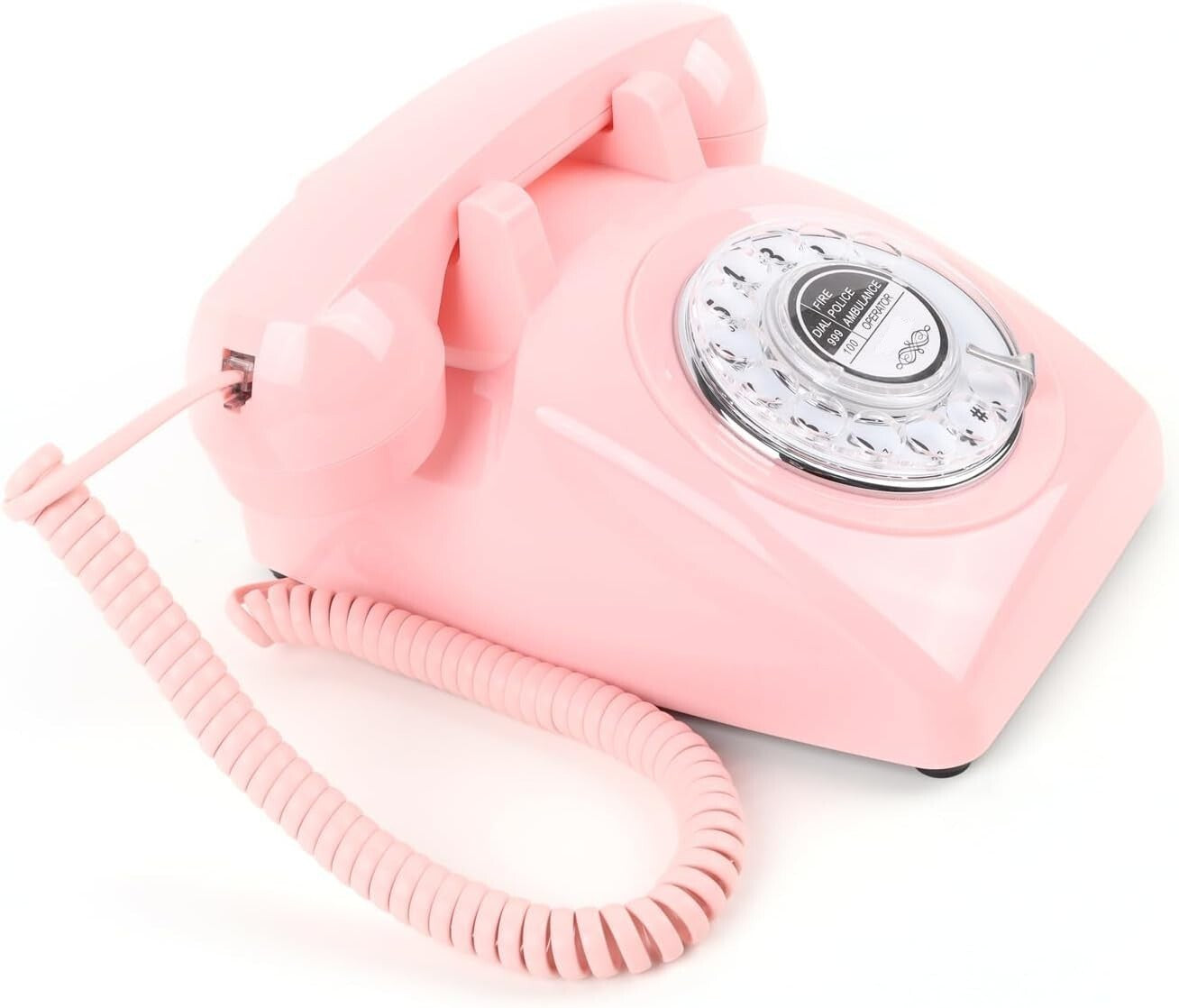 Rotary Dial Telephone 1960 Style Pink Retro Old Fashioned Vintage Phone Working.