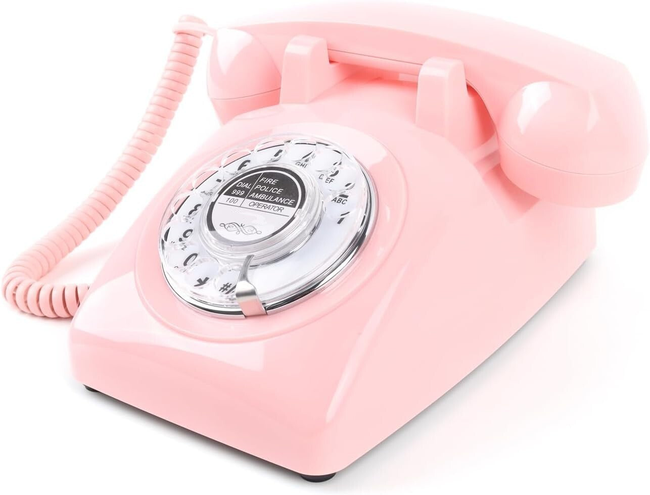 Rotary Dial Telephone 1960 Style Pink Retro Old Fashioned Vintage Phone Working.