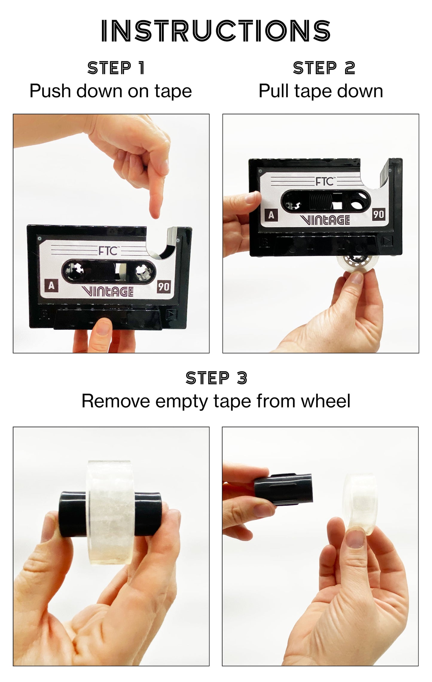 Cassette Tape Dispenser Office Supply Holder Retro Mix Manual Tape Dispenser 1 Pack, 6.70" X 1.98" X 4.53"