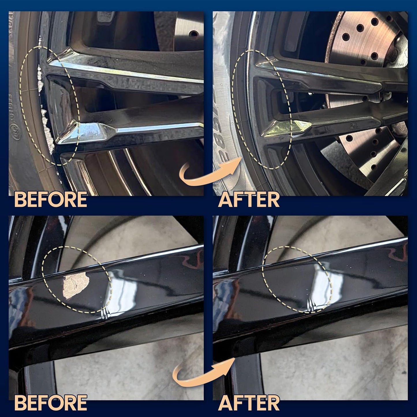Gloss Black Rim Touch up Paint, Rim Paint, Wheel Scratch Repair Kit for Curb Rash & Scratches, Universal Black Enamel Paint (1 Fl Oz), Scratch Resistant, Covers 1 Sq Ft per Coat