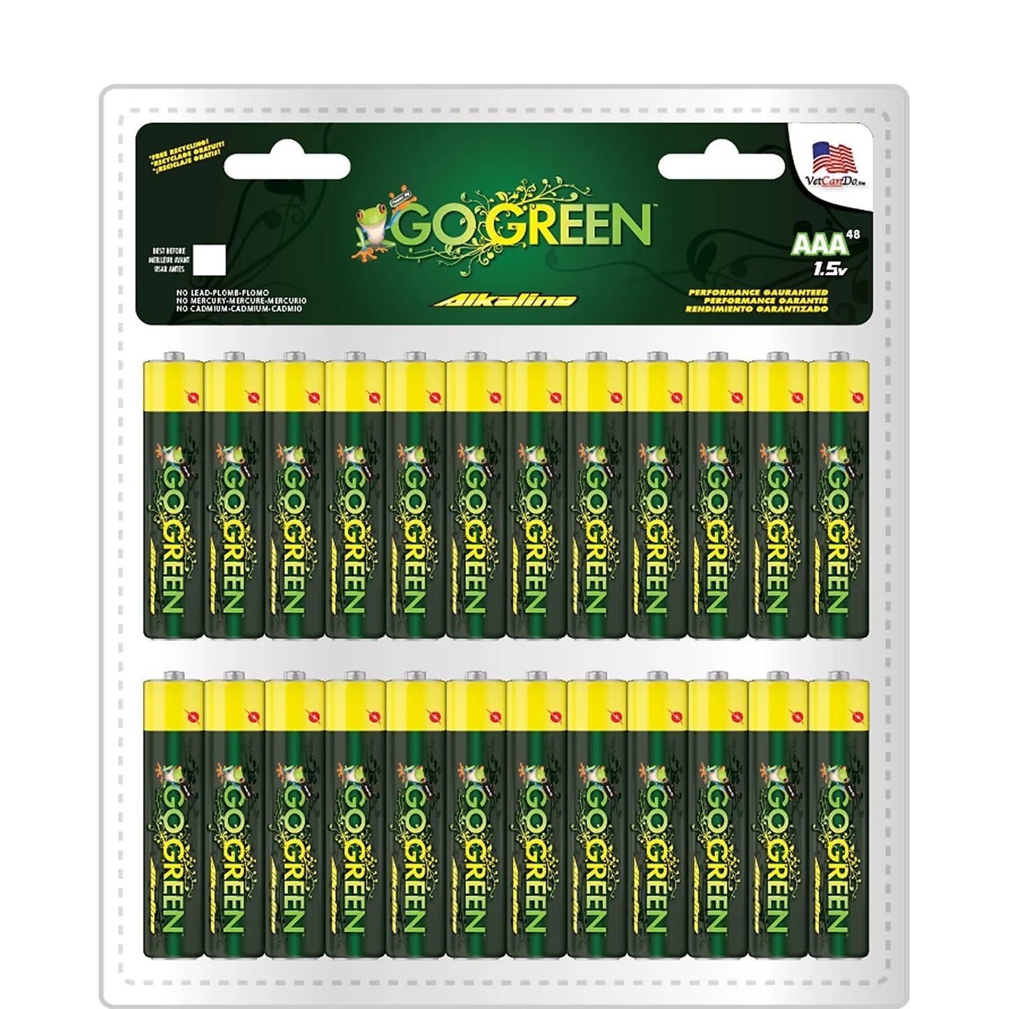 Gogreen Power (24049) Eco Friendly Alkaline AAA Batteries - No Lead, Cadmium or Mercury - Pack of 48