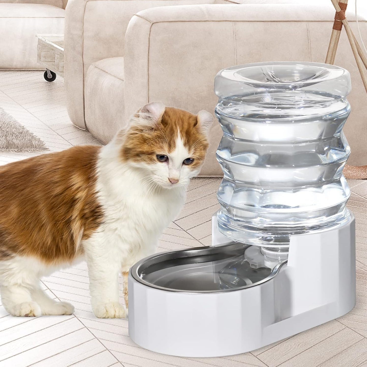 Dog Water Bowl Dispenser: 5L Automatic Stainless Steel Gravity Feeder - Large Capacity Ideal for Indoor and Outdoor Hydration
