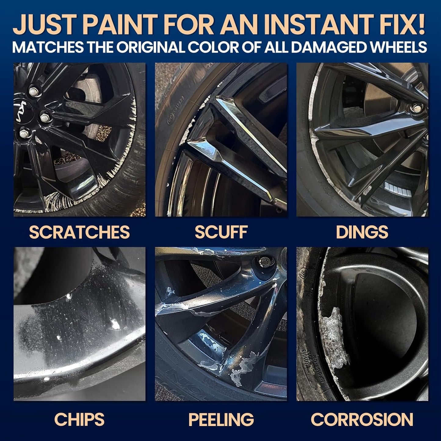 Gloss Black Rim Touch up Paint, Rim Paint, Wheel Scratch Repair Kit for Curb Rash & Scratches, Universal Black Enamel Paint (1 Fl Oz), Scratch Resistant, Covers 1 Sq Ft per Coat