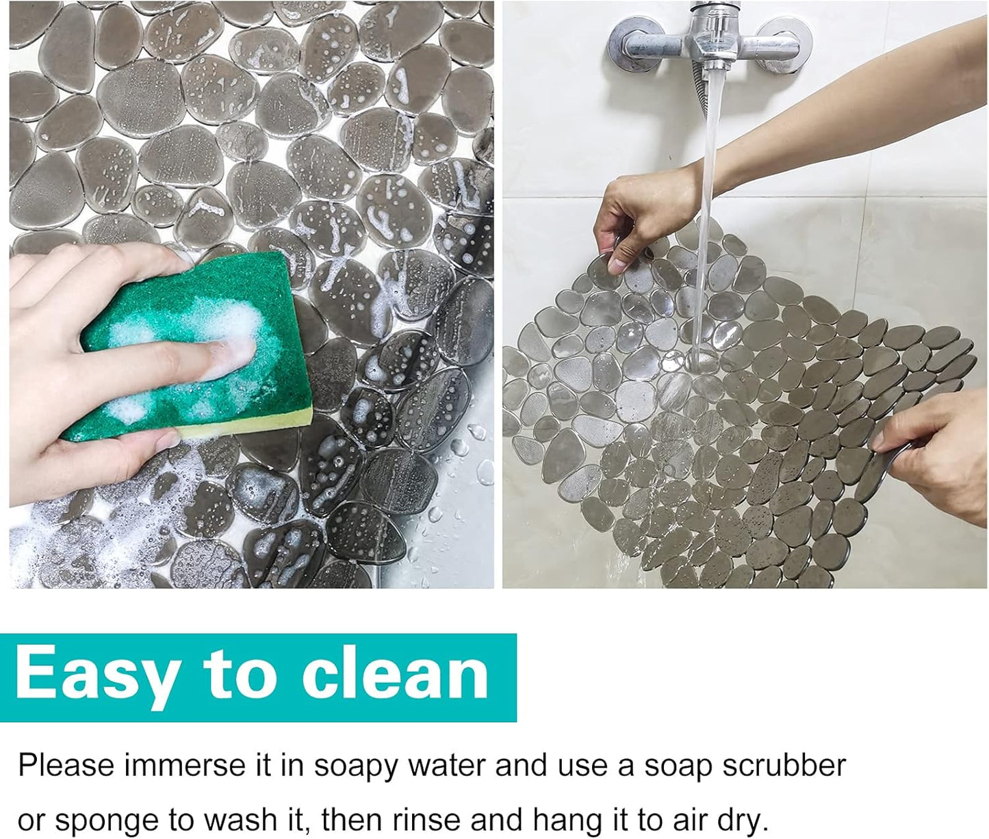 Kitchen Sink Mat Pebble Protect Mat PVC Eco-Friendly Adjustable Stainless Steel/ Porcelain Dish Drying Pad Protector for Bottom of Kitchen Sink, 15.8 X 11.8 Inches (2 Pack, Black and Gray)