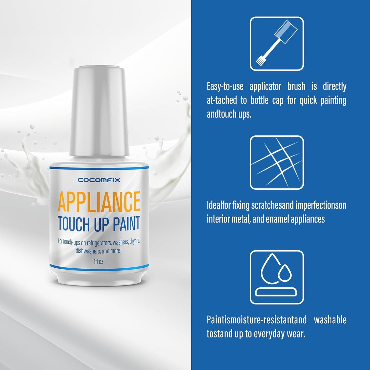 Specialty Appliance Touch up Paint White, Appliance Paint, 1 Ounce, White - High Gloss Touch up Paint Pen for Refrigerators, Washers, Dishwashers, Microwave Oven and Other Appliance