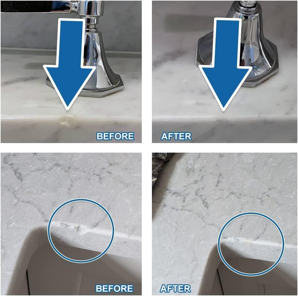 Quartz Countertop Repair Kit(White), Quick-Drying Quartz Chip Repair Kit for Edge Chips, Cracks, Scratches and Holes on Quartz, Marble, Granite, Porcelain and Other Stone Surfaces