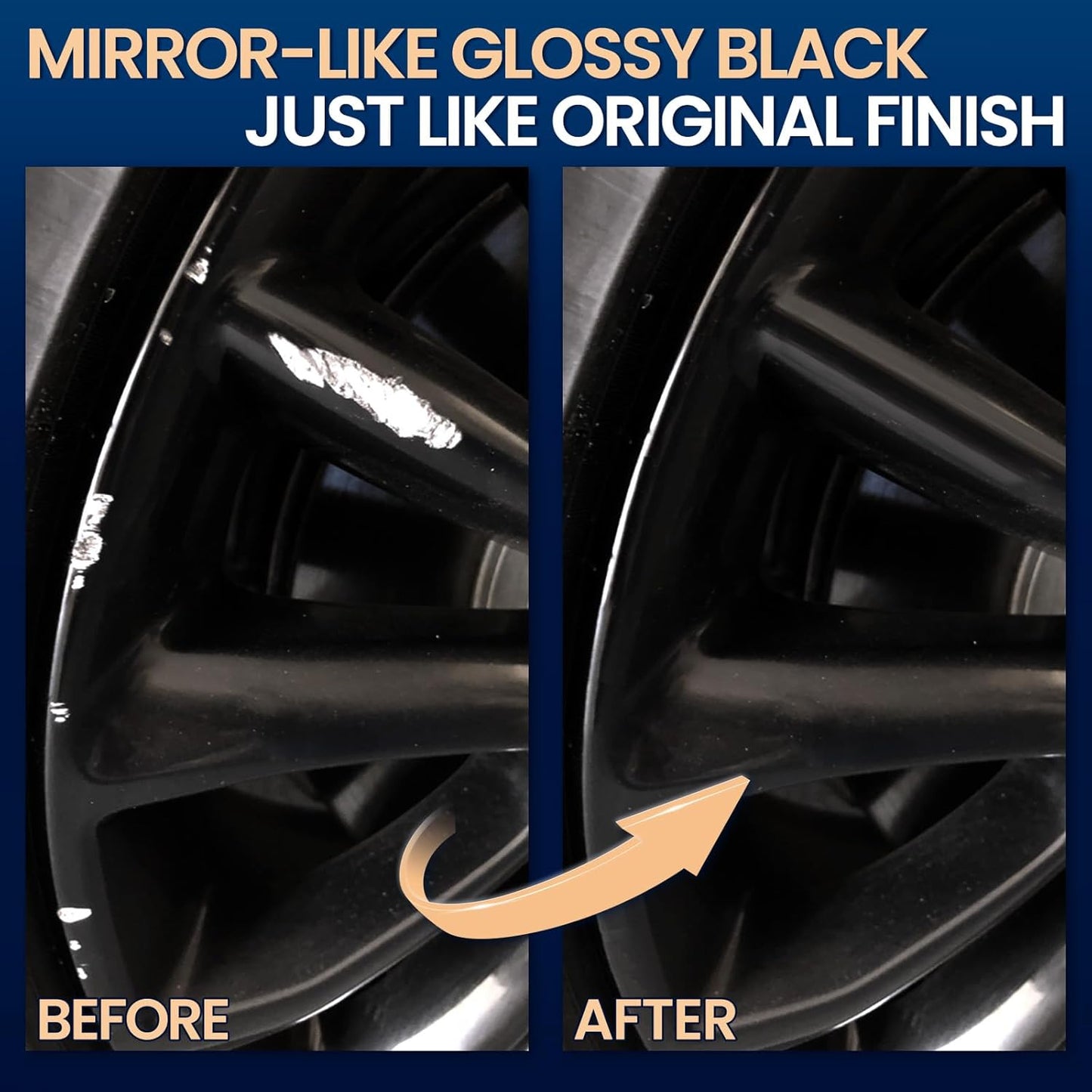 Gloss Black Rim Touch up Paint, Rim Paint, Wheel Scratch Repair Kit for Curb Rash & Scratches, Universal Black Enamel Paint (1 Fl Oz), Scratch Resistant, Covers 1 Sq Ft per Coat