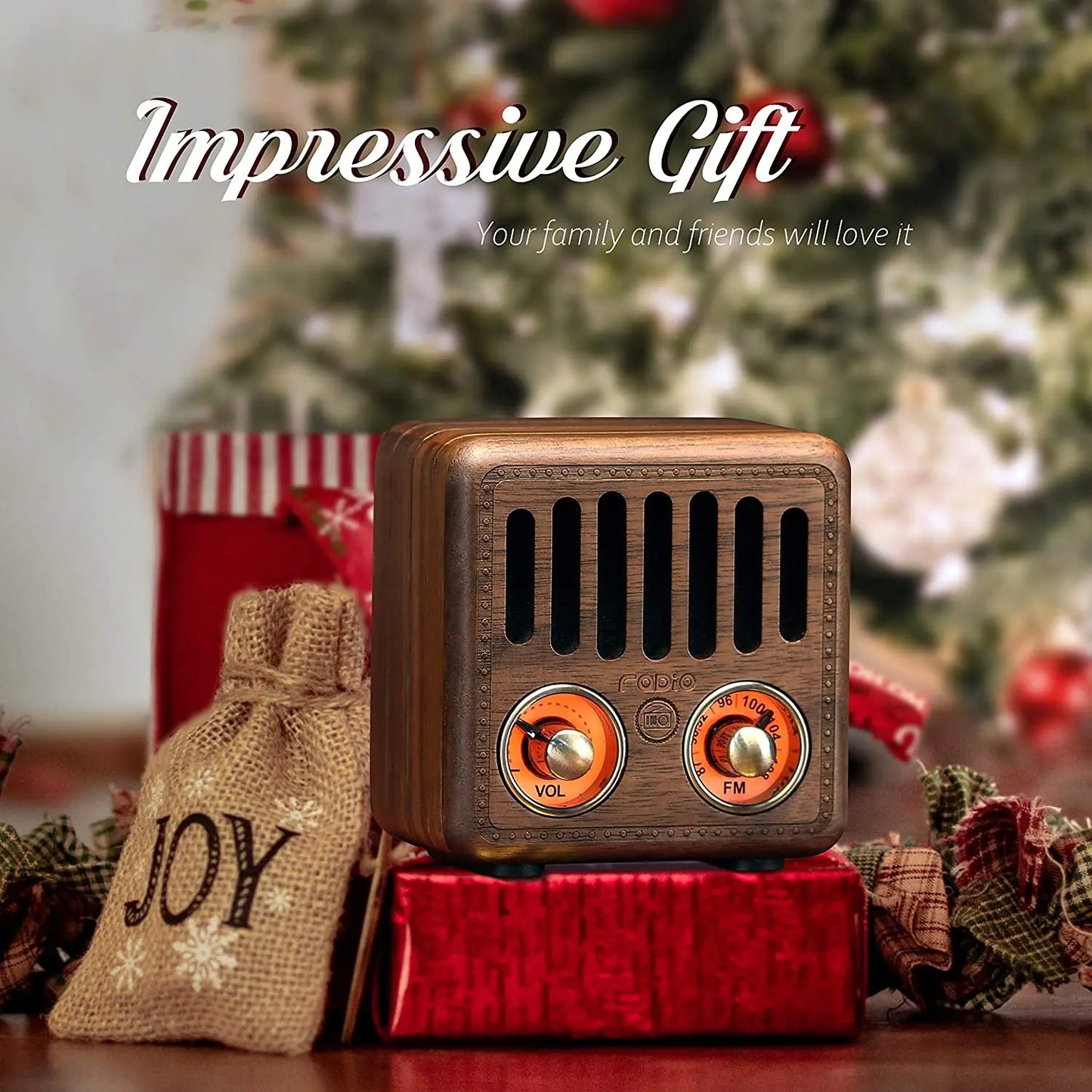 Solid Wood Portable Mini Retro FM Radio Bluetooth Speaker Old Fashioned Classic Style
