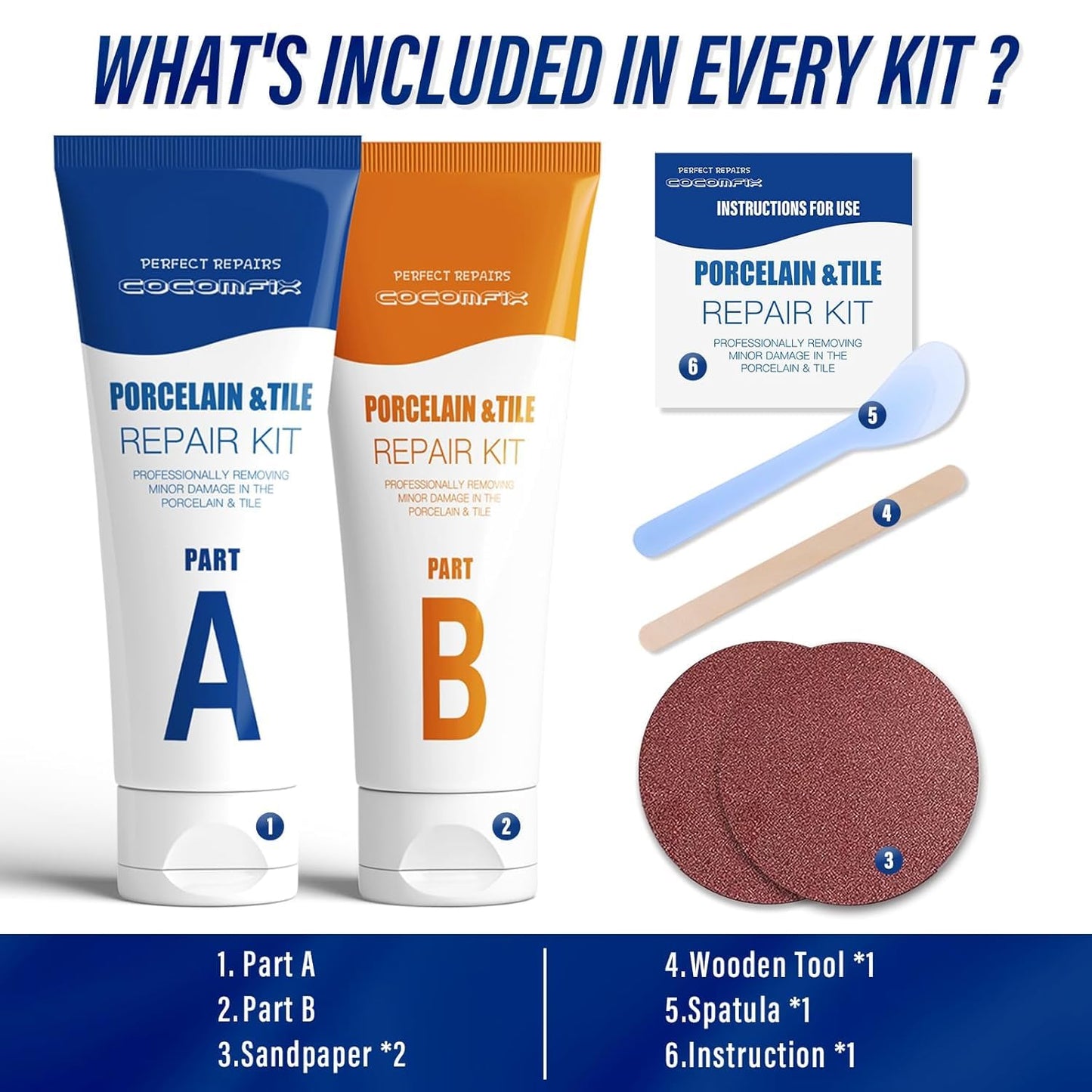 Porcelain Repair Kit, High-Gloss Porcelain Sink Repair Kit White, Firmly Bond Chip & Crack on Enamel, Ceramic, for Quickly Fixing Sink, Tub, Toilet, Tray with Super Durability