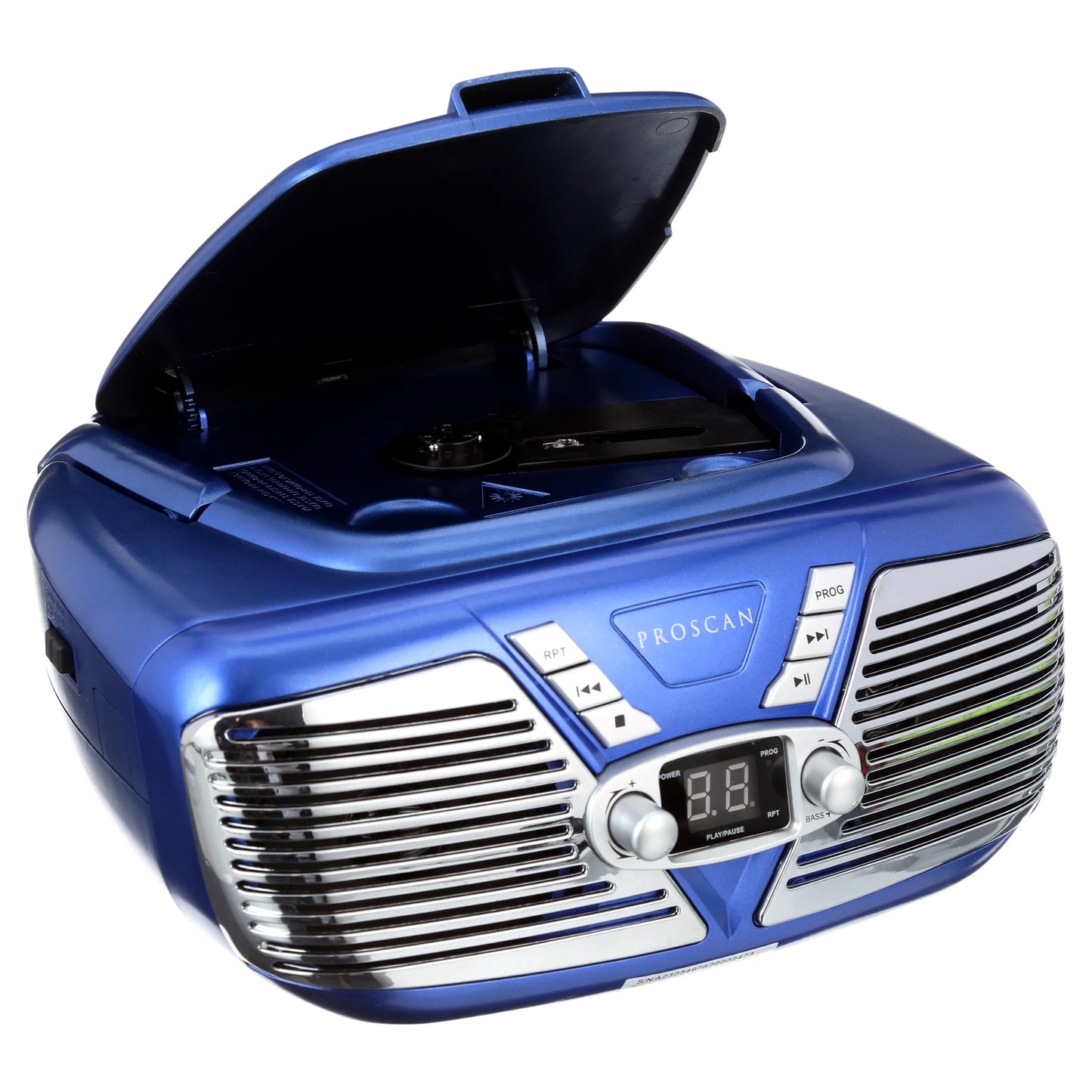 Retro-Style CD Radio Boombox with 1.2-Watt RMS X 2 Power Output, Blue