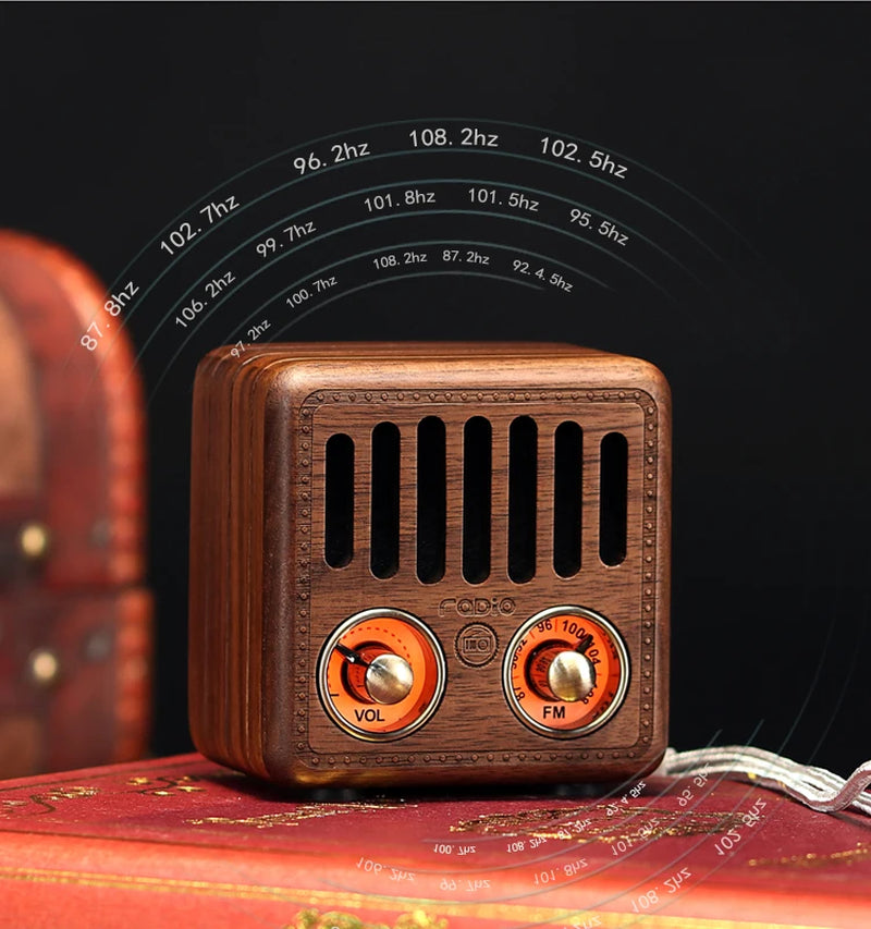 Solid Wood Portable Mini Retro FM Radio Bluetooth Speaker Old Fashioned Classic Style