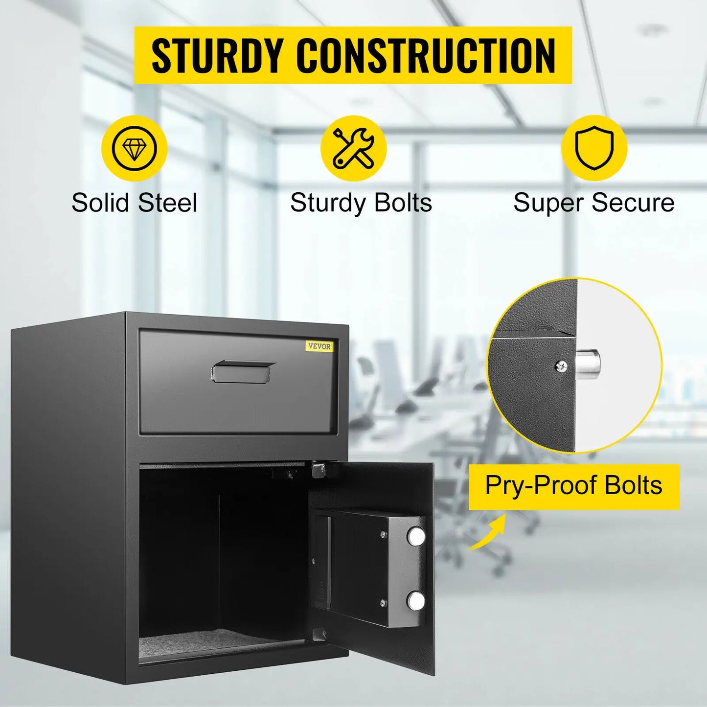 VEVOR Electronic Safe Deposit Box With Drop Slot Secret Hidden Piggy Bank Security Digital Access Two Keys for Store Money Guns