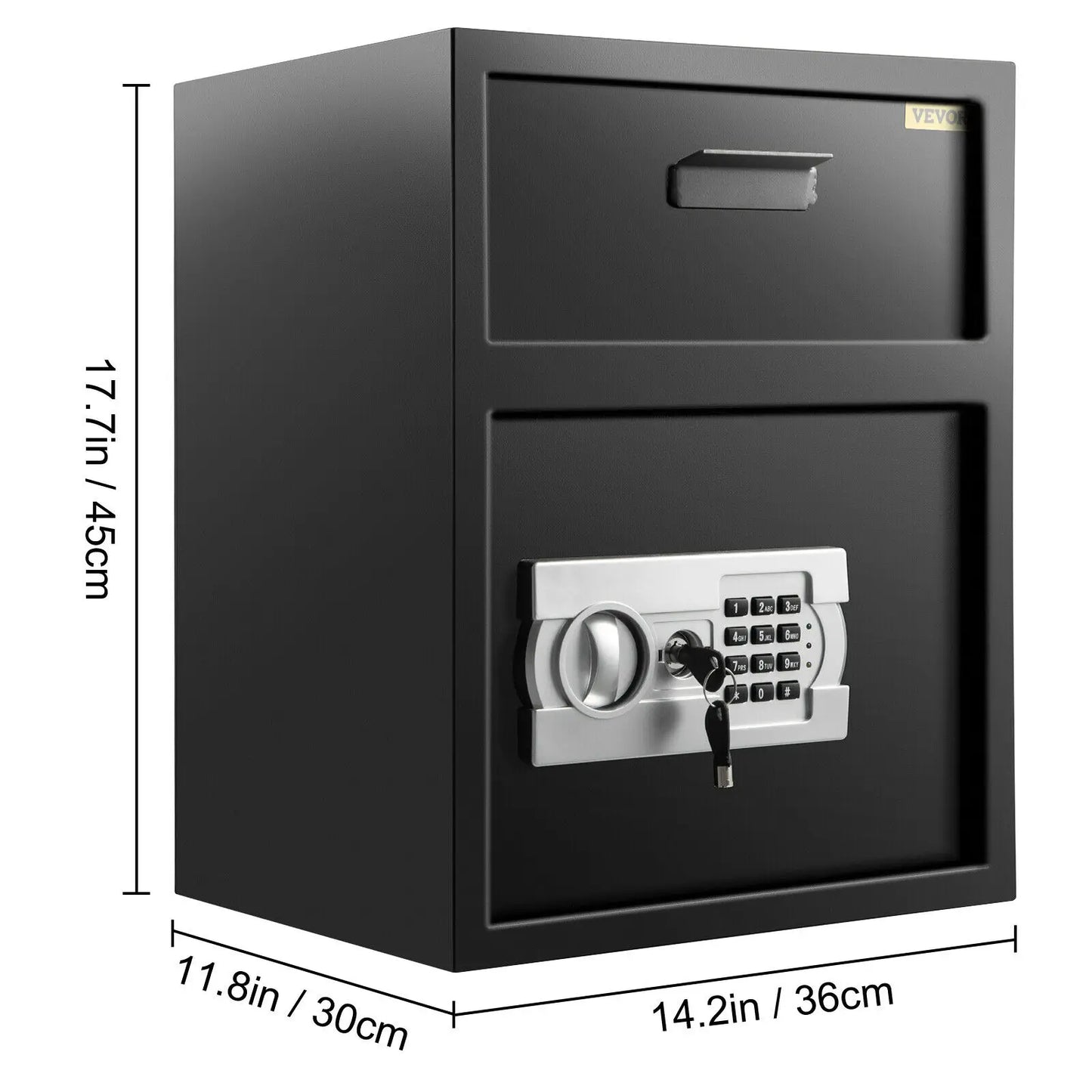 VEVOR Electronic Safe Deposit Box With Drop Slot Secret Hidden Piggy Bank Security Digital Access Two Keys for Store Money Guns
