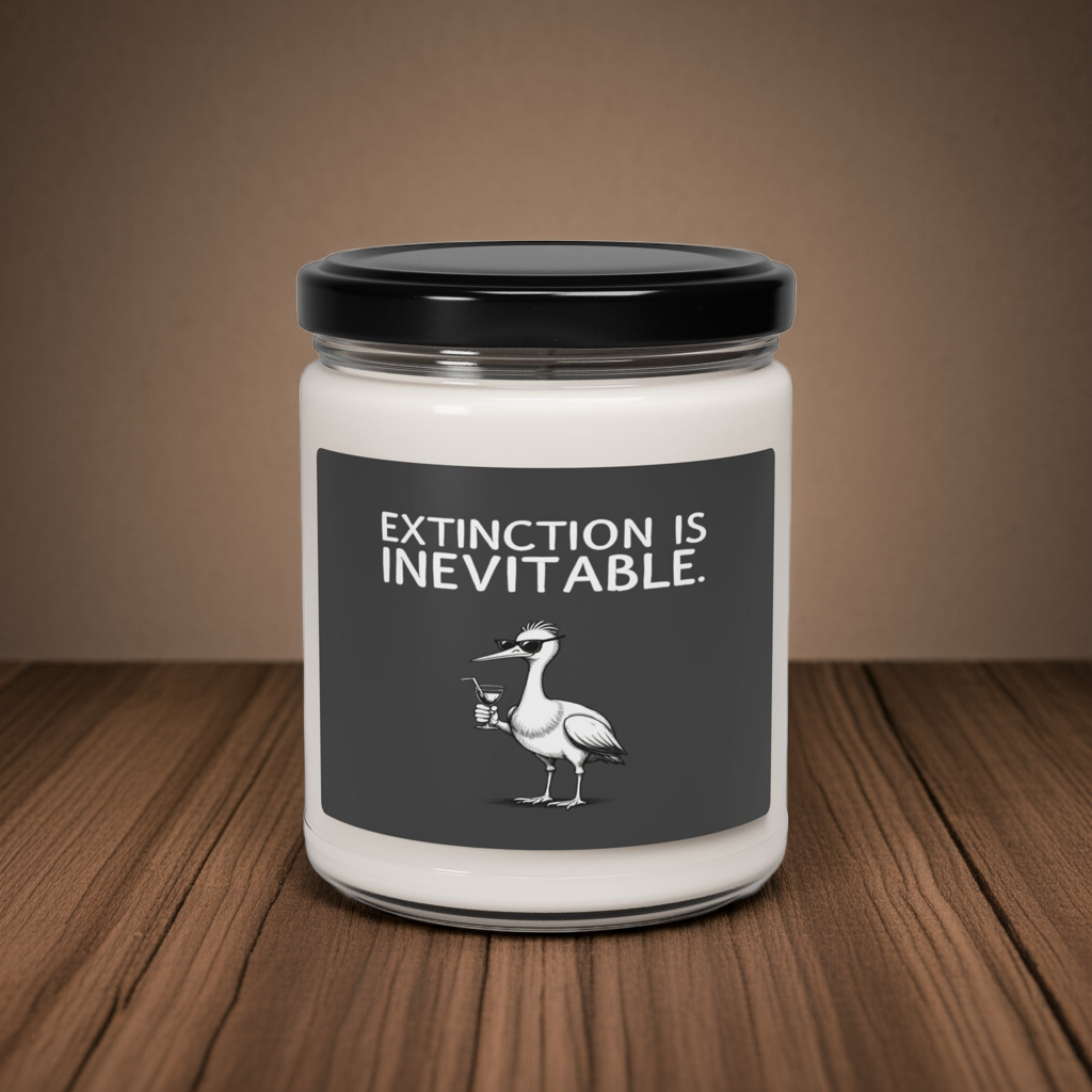 "EXTINCTION IS INEVITABLE" candle