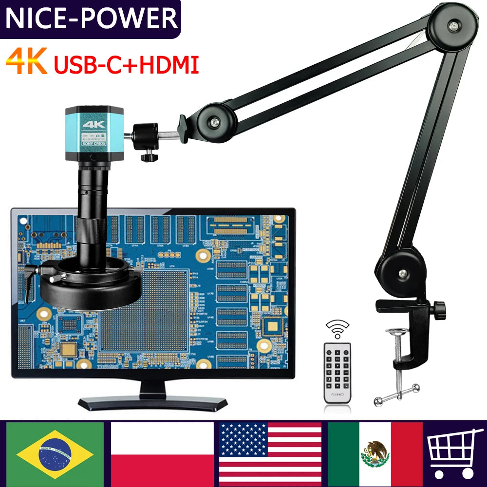 Ultra 4K 48MP Digital Electronic Microscope With USB-C HDMI Port, Professional Video Microscope For Soldering With New Bracket
