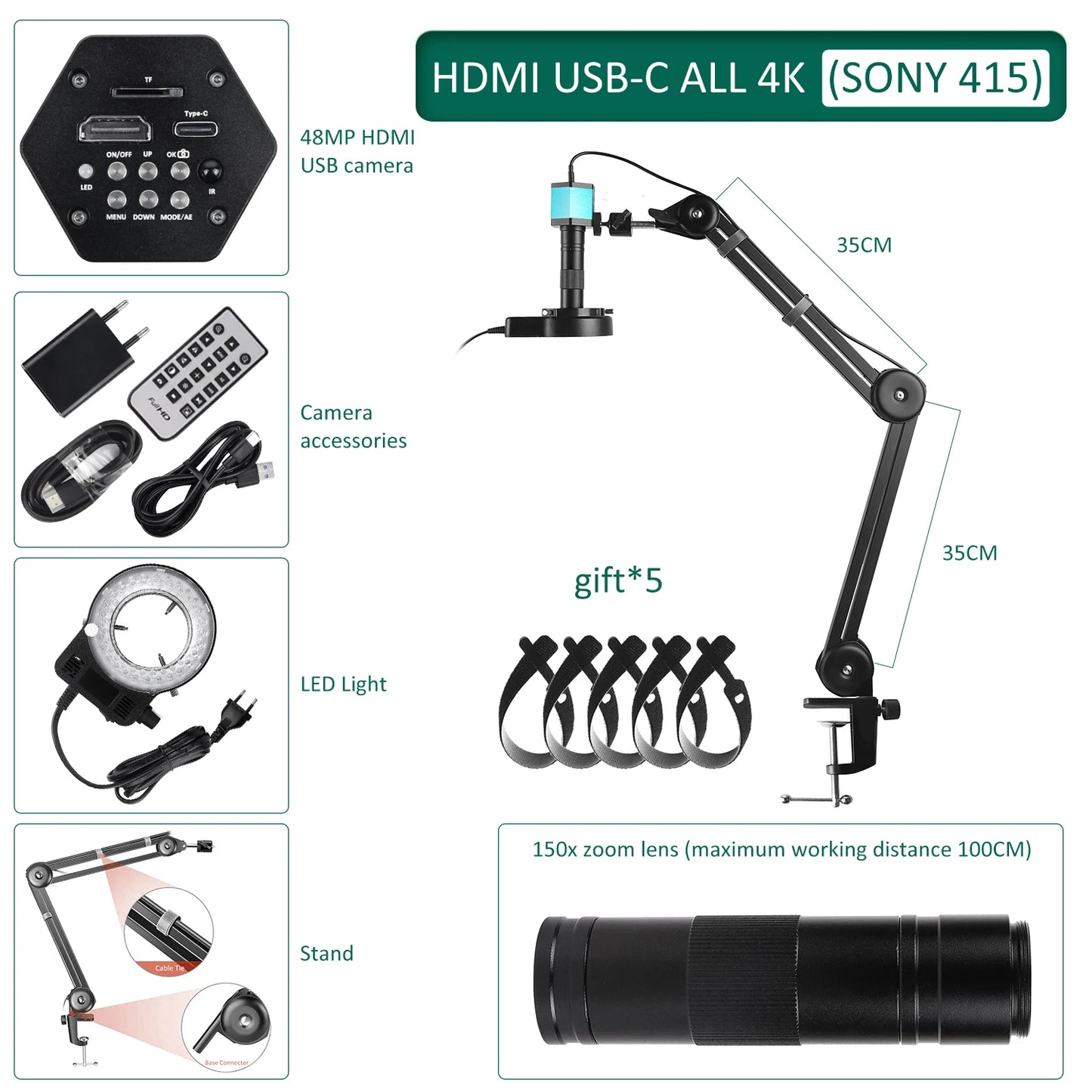 Full HD Digital Microscope Electronic 4K Soldering Microscope