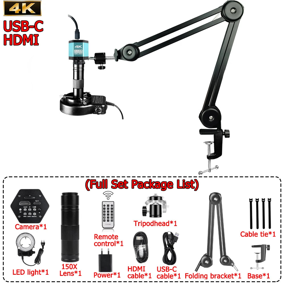 Ultra 4K 48MP Digital Electronic Microscope With USB-C HDMI Port, Professional Video Microscope For Soldering With New Bracket