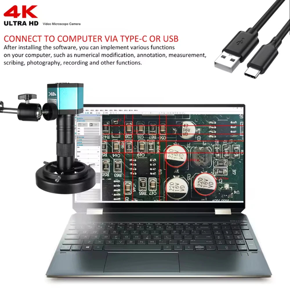 Ultra 4K 48MP Digital Electronic Microscope With USB-C HDMI Port, Professional Video Microscope For Soldering With New Bracket