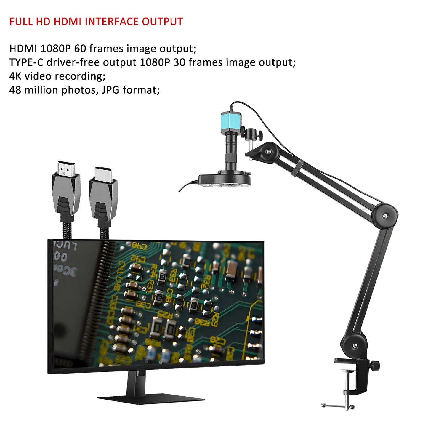 Full HD Digital Microscope Electronic 4K Soldering Microscope