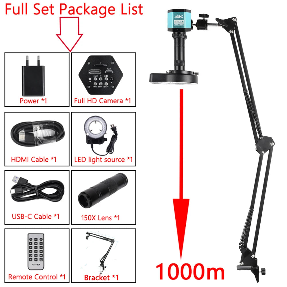 Ultra 4K 48MP Digital Electronic Microscope With USB-C HDMI Port, Professional Video Microscope For Soldering With New Bracket
