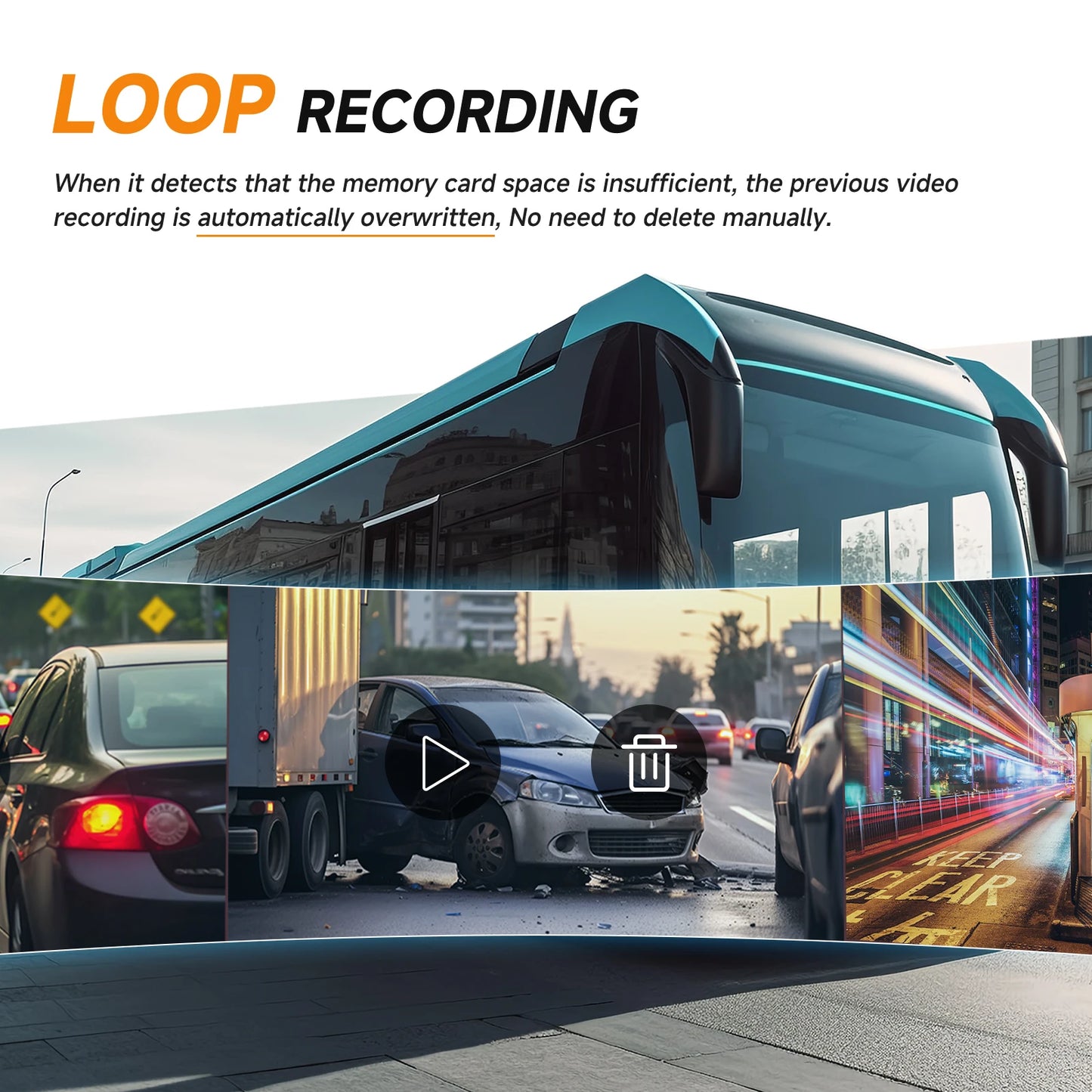 Podofo 10.36'' Car Side View Vertical Monitor For Truck Electronic Rearview Mirror Touch Screen Dual-Cam DVR BSD IP68 Waterproof