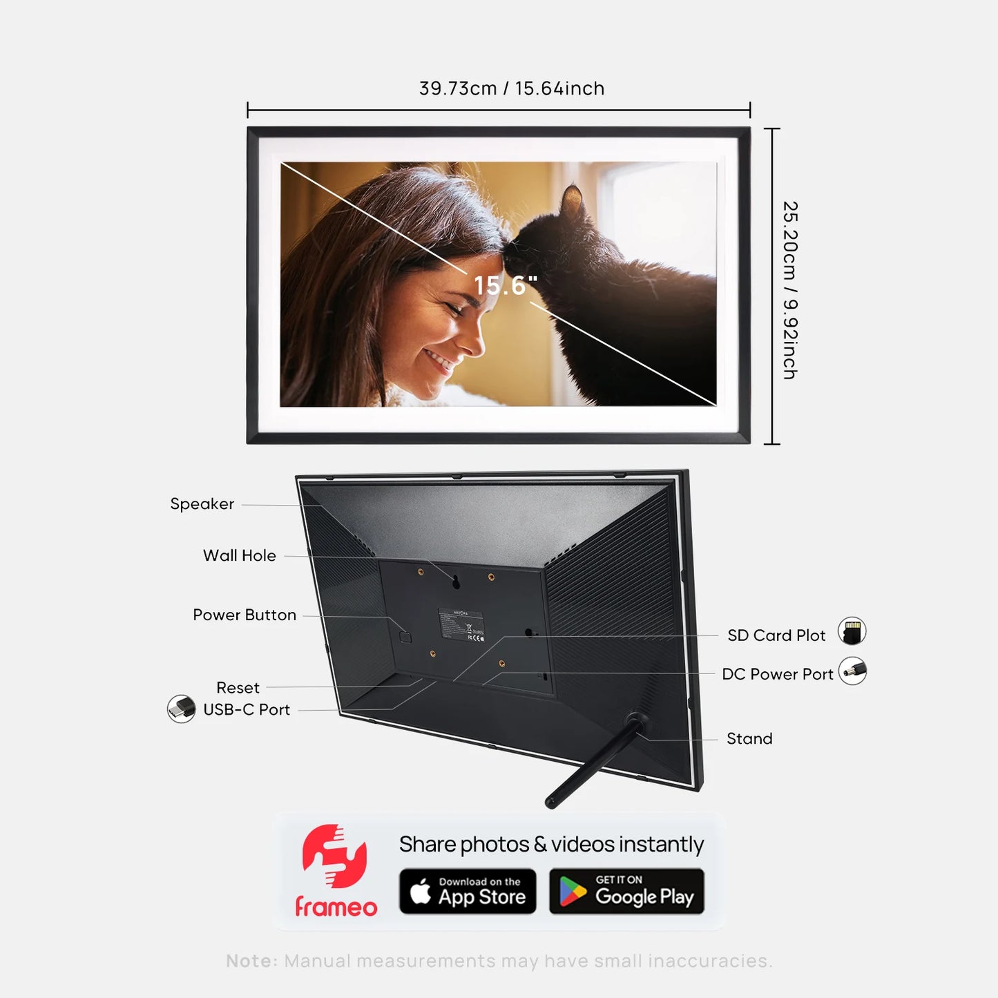 ARZOPA Digital Picture Frame 15.6" Large Wifi Digital Electronic Photo Frame with 32GB Storage, 1920x1080 FHD Touch Screen