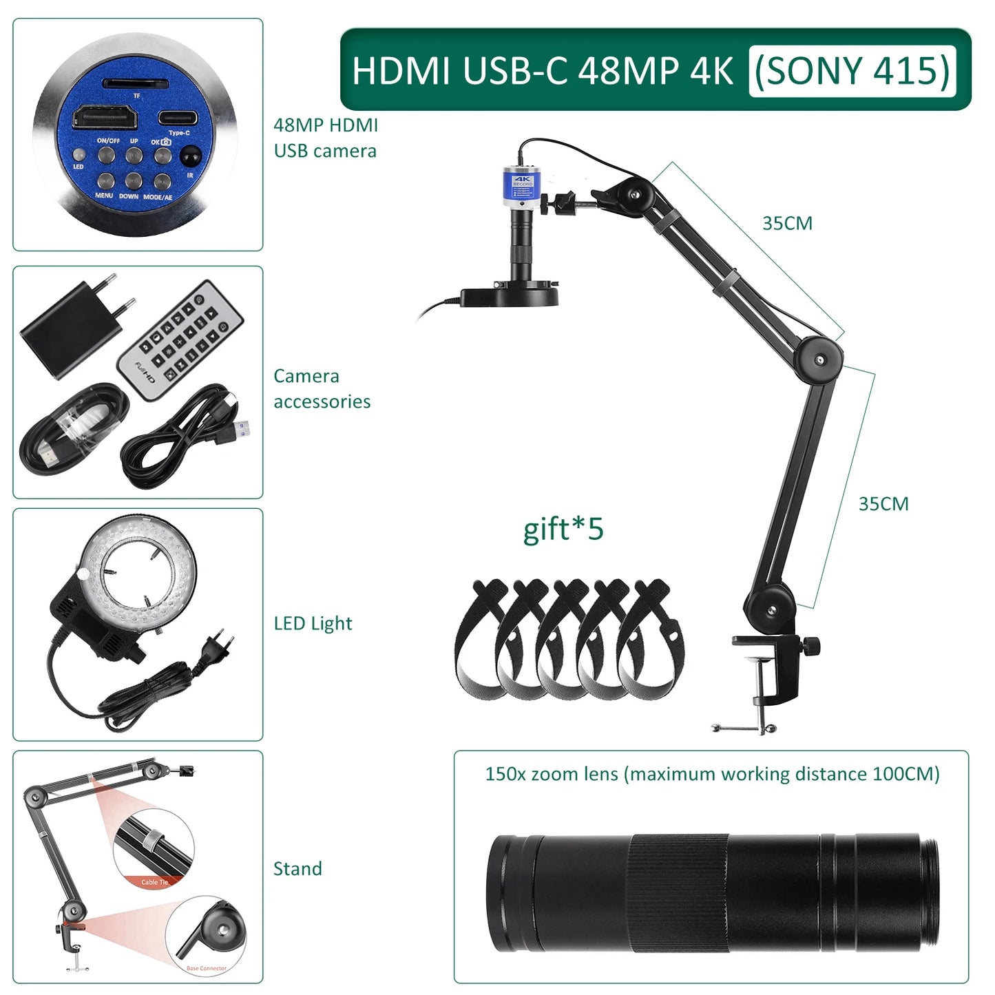 Full HD Digital Microscope Electronic 4K Soldering Microscope