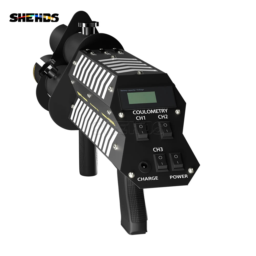 SHEHDS Triple-Loader Electronic Salute Cannon RGB Effects Confetti Machine Electronic Salute Rechargeable for DJ Disco Birthday