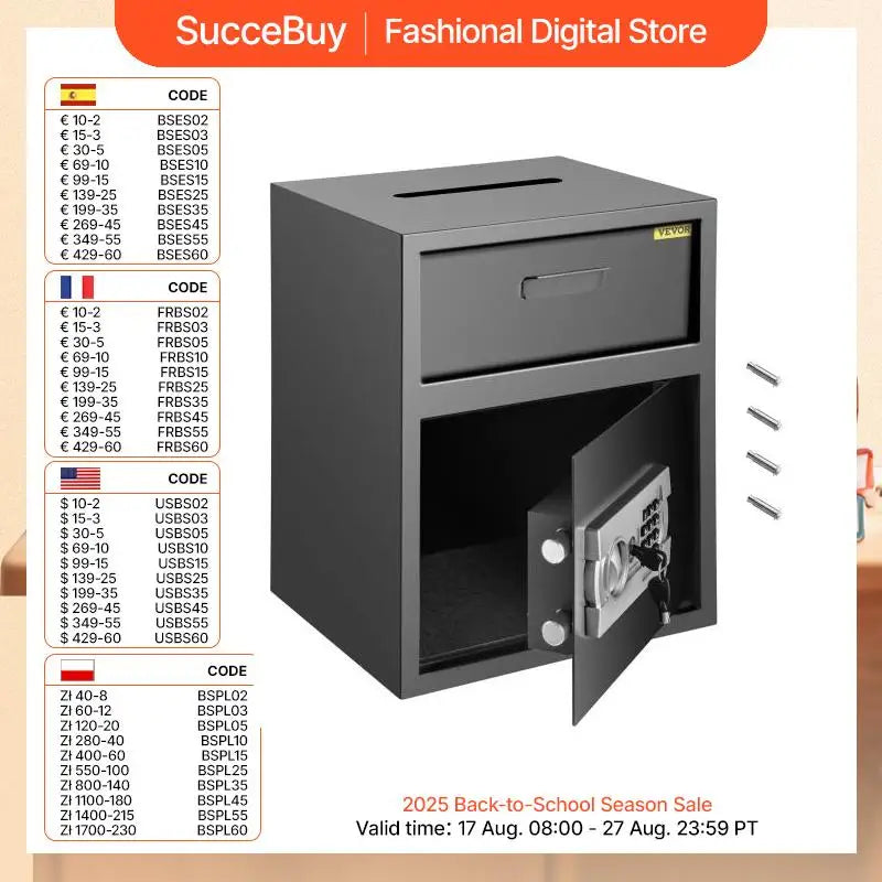 VEVOR Electronic Safe Deposit Box With Drop Slot Piggy Bank