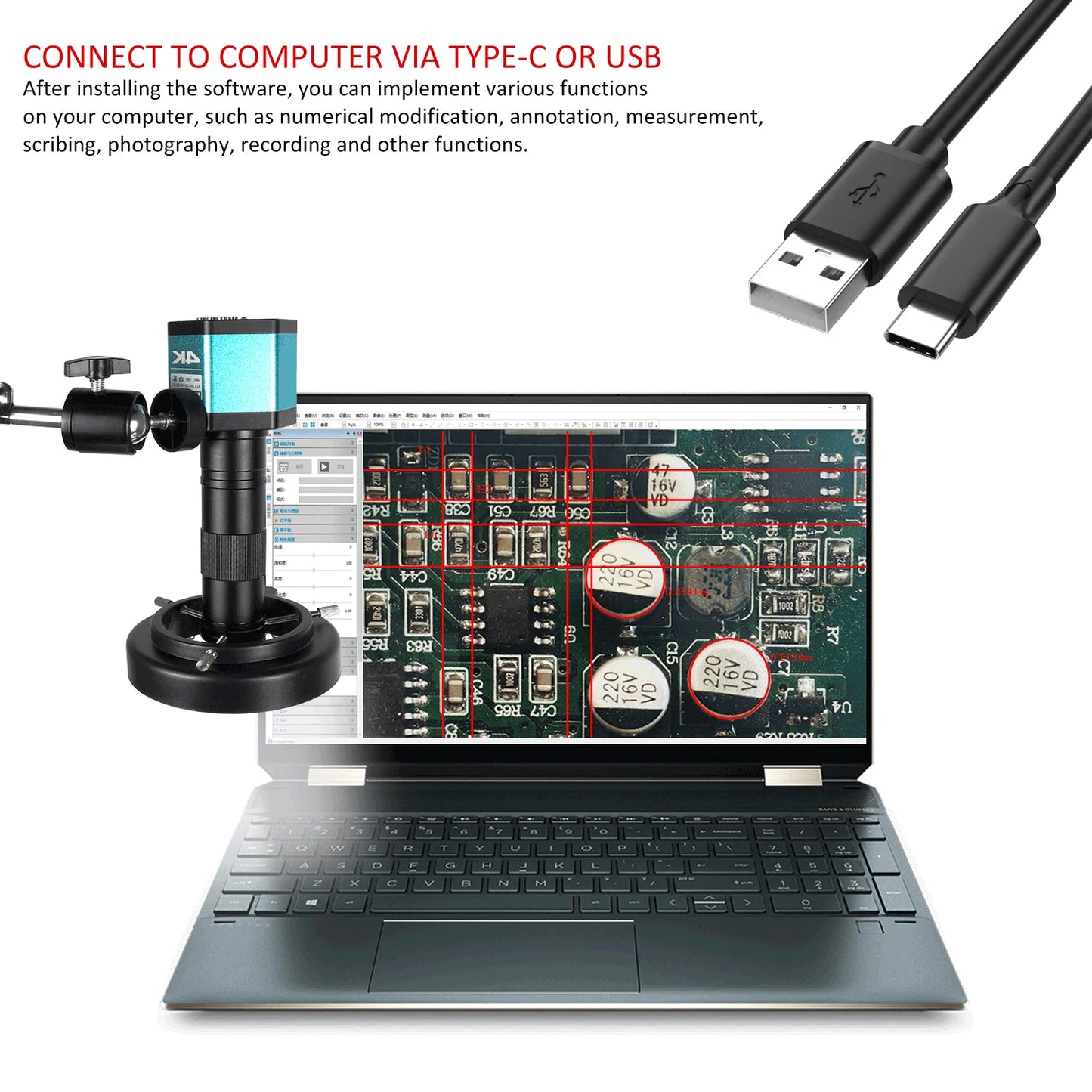 Full HD Digital Microscope Electronic 4K Soldering Microscope