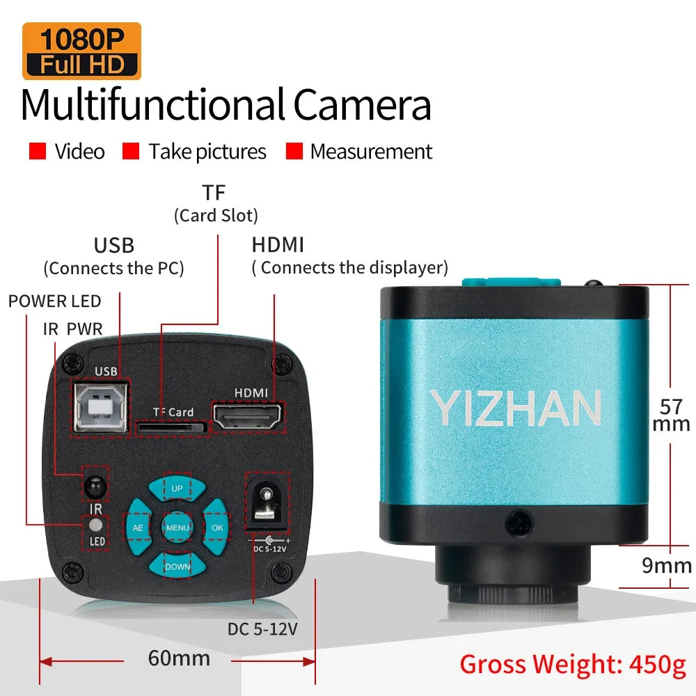 4K ULTRA Electronic Digital Microscope 48MP USB HDMI Soldering Camera 130X 150X 180X C-Mount Zoom Lens For PCB Repair Tools