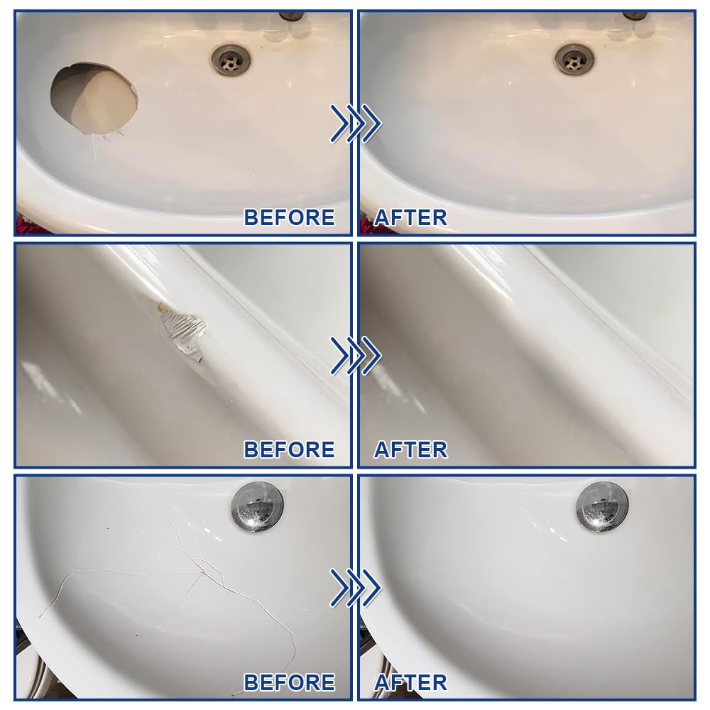 Porcelain Repair Kit (Ivory White), High-Gloss Porcelain Sink Repair Kit White, Firmly Bond Chip & Crack on Porcelain, Ceramic, Enamel, for Quickly Fixing Sink, Tub, Tray with Super Durability