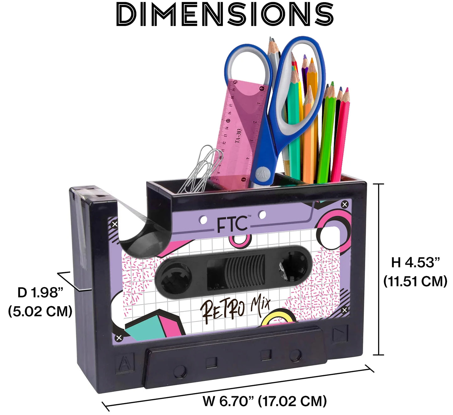 Cassette Tape Dispenser Office Supply Holder Retro Mix Manual Tape Dispenser 1 Pack, 6.70" X 1.98" X 4.53"